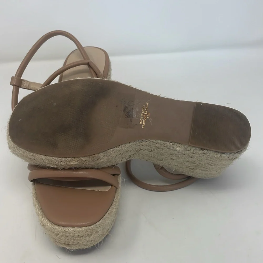 BP Nude Platform Heel Espadrille Sandals Size 8.5 Excellent Condition - Picture 10 of 13